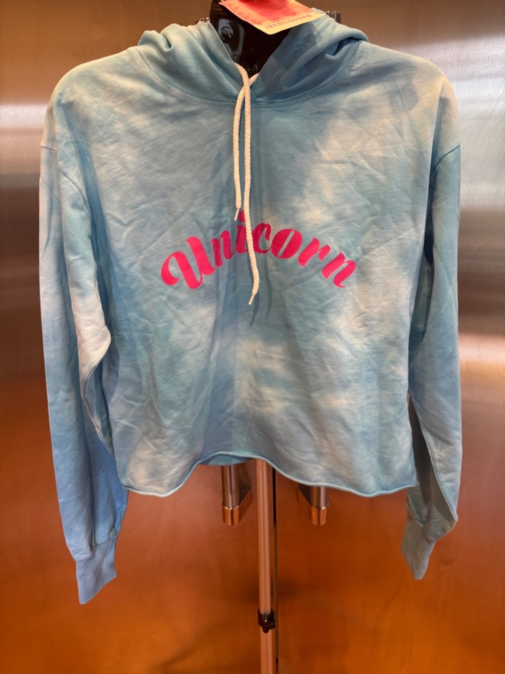 Ireneisgood Unicorn Graphic Tie-Dye Hoodie Sweatshirt - Light Blue